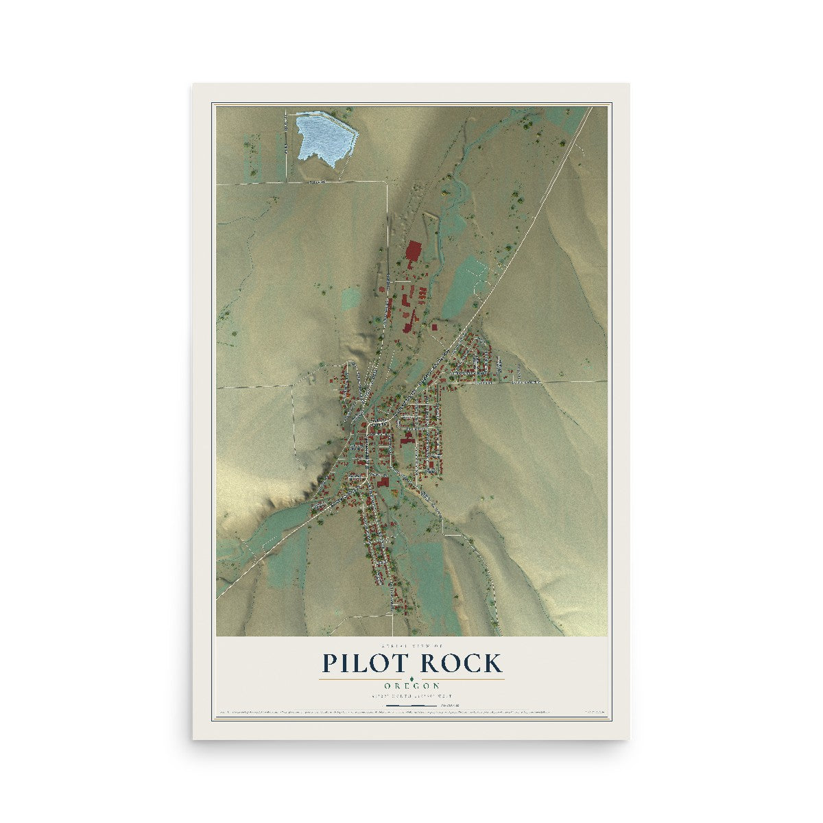 Map of Pilot Rock, Oregon, 12 x 18 inch unframed archival matte print