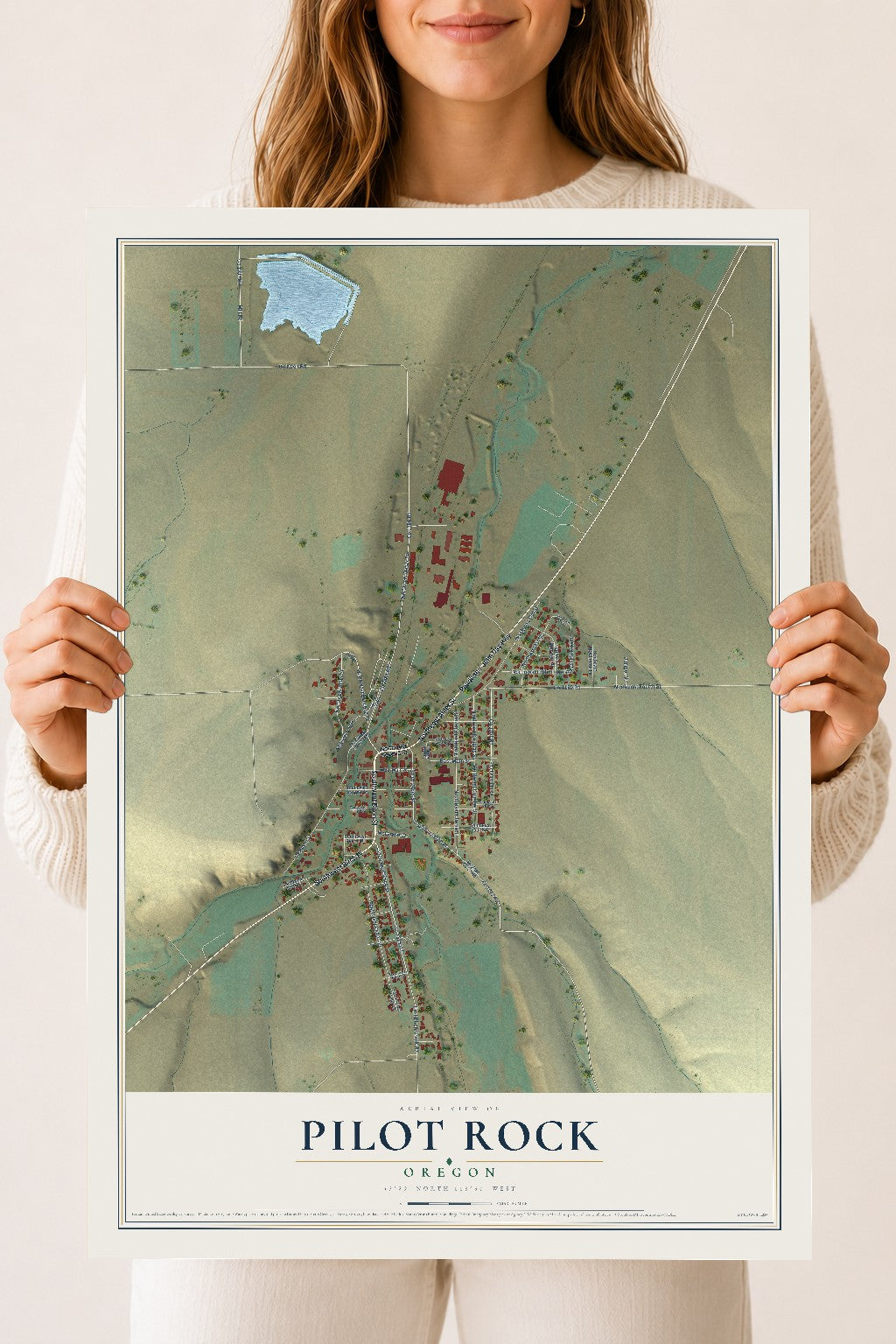 Map of Pilot Rock, Oregon, 18 x 24 inch unframed archival matte print