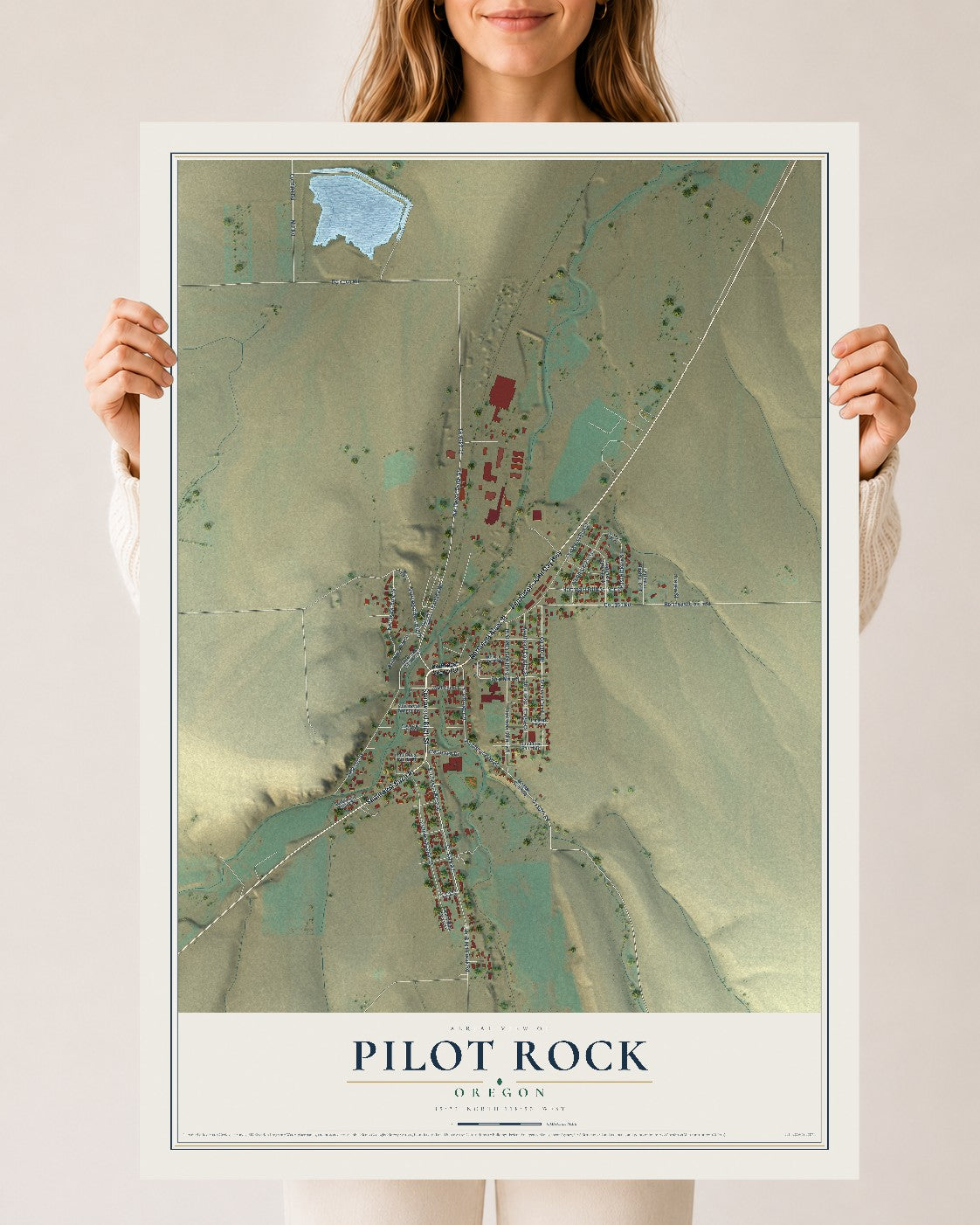 Map of Pilot Rock, Oregon, 24 x 36 inch unframed archival matte print