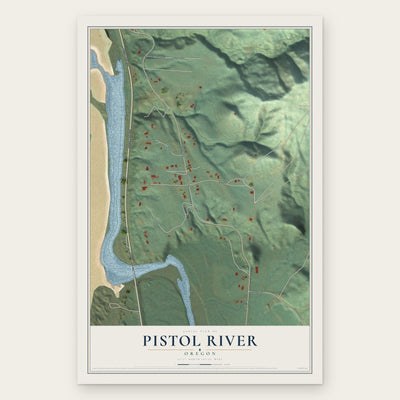 Pistol River, Oregon map print, the full design