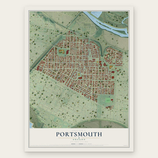 Portsmouth, Oregon map print, the full design