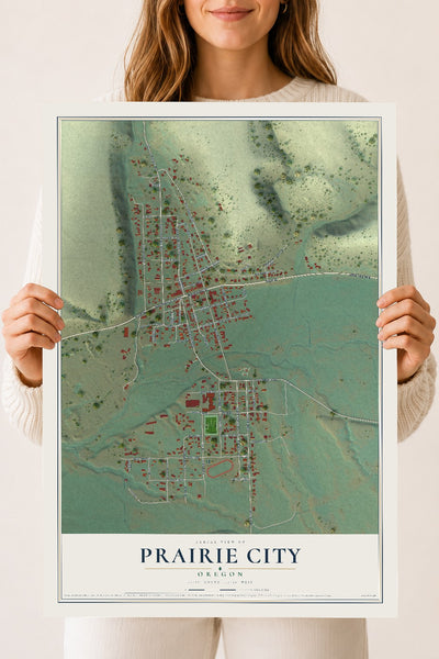 Map of Prairie City, Oregon, 18 x 24 inch unframed archival matte print