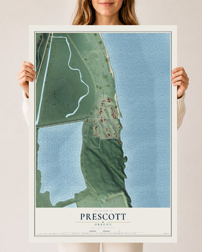 Map of Prescott, Oregon, 24 x 36 inch unframed archival matte print