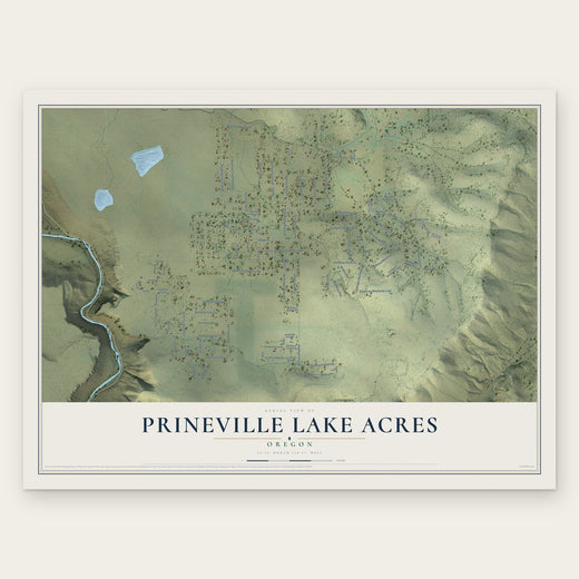 Prineville Lake Acres, Oregon map print, the full design