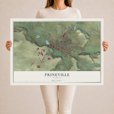 Map of Prineville, Oregon, 24 x 36 inch unframed archival matte print