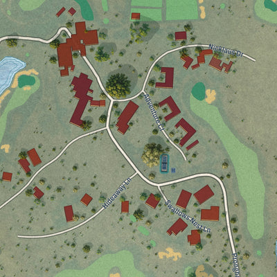 Close-up of the map of Pronghorn, Oregon print showing street and building detail