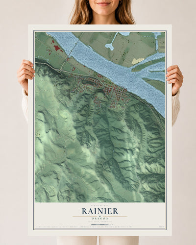 Map of Rainier, Oregon, 24 x 36 inch unframed archival matte print