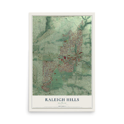 Map of Raleigh Hills, Oregon, 12 x 18 inch unframed archival matte print