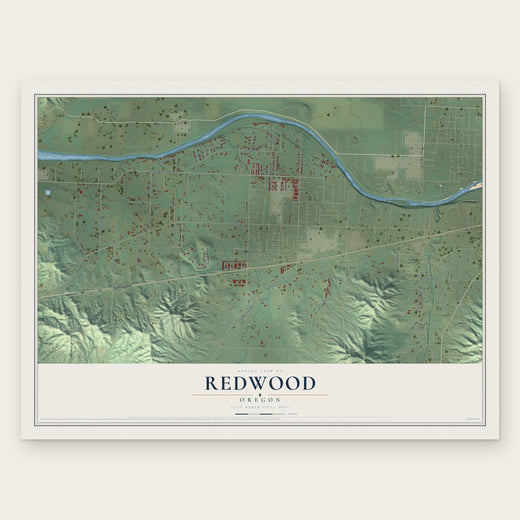 Redwood, Oregon map print, the full design