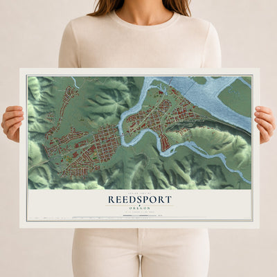 Map of Reedsport, Oregon, 12 x 18 inch unframed archival matte print