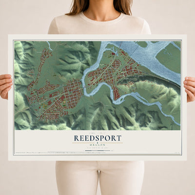 Map of Reedsport, Oregon, 18 x 24 inch unframed archival matte print