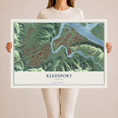 Map of Reedsport, Oregon, 24 x 36 inch unframed archival matte print
