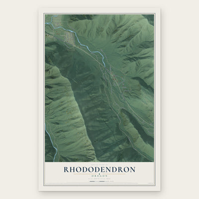 Rhododendron, Oregon map print, the full design