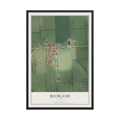 Map of Richland, Oregon, 12 x 18 inch print in a black wood frame