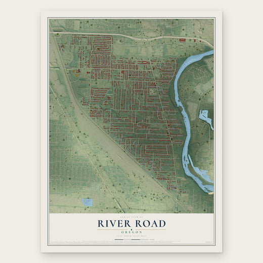 River Road, Oregon map print, the full design