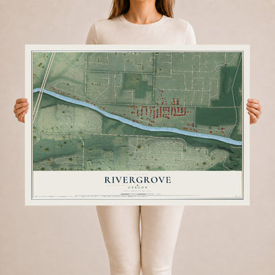 Map of Rivergrove, Oregon, 24 x 36 inch unframed archival matte print