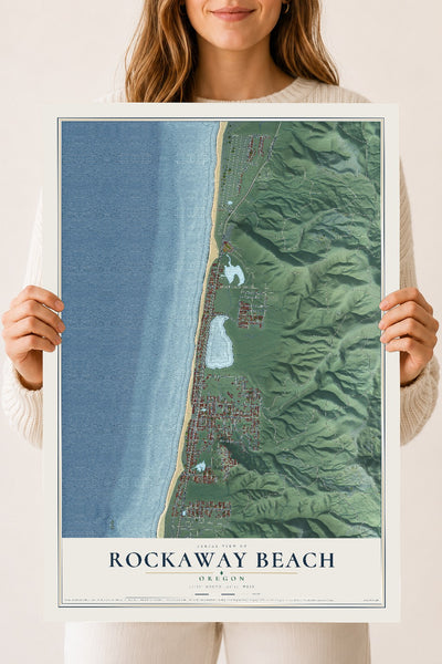 Map of Rockaway Beach, Oregon, 18 x 24 inch unframed archival matte print