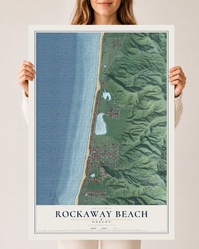 Map of Rockaway Beach, Oregon, 24 x 36 inch unframed archival matte print