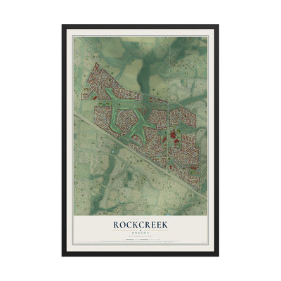 Map of Rockcreek, Oregon, 12 x 18 inch print in a black wood frame