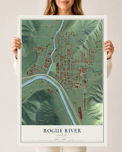 Map of Rogue River, Oregon, 24 x 36 inch unframed archival matte print