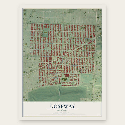 Roseway, Oregon map print, the full design