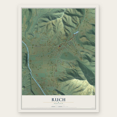 Ruch, Oregon map print, the full design