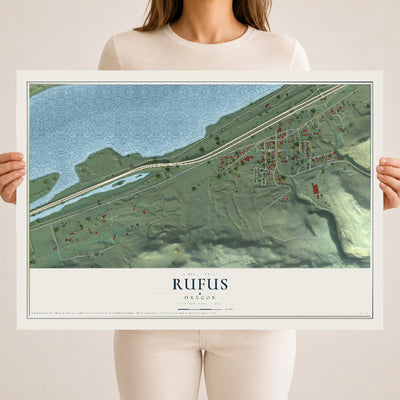 Map of Rufus, Oregon, 18 x 24 inch unframed archival matte print