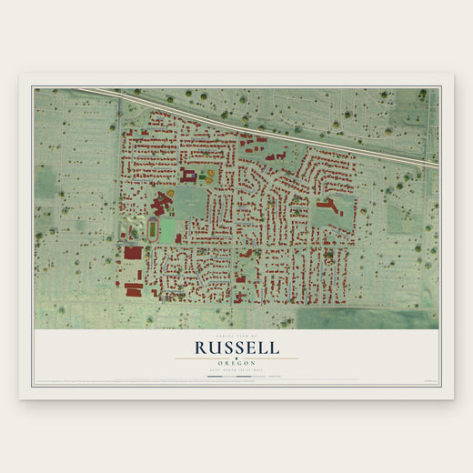 Russell, Oregon map print, the full design