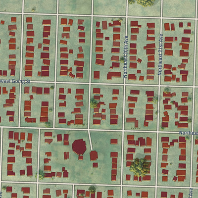 Close-up of the map of Sabin, Oregon print showing street and building detail