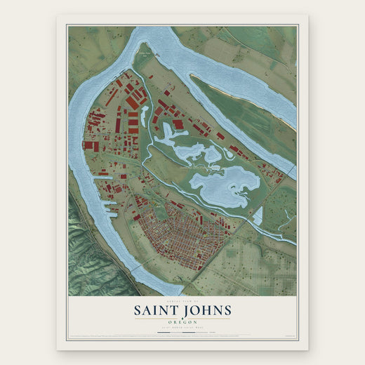 Saint Johns, Oregon map print, the full design