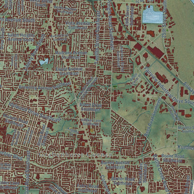 Close-up of the map of Salem, Oregon print showing street and building detail