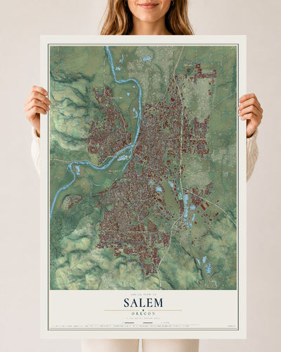 Map of Salem, Oregon, 24 x 36 inch unframed archival matte print