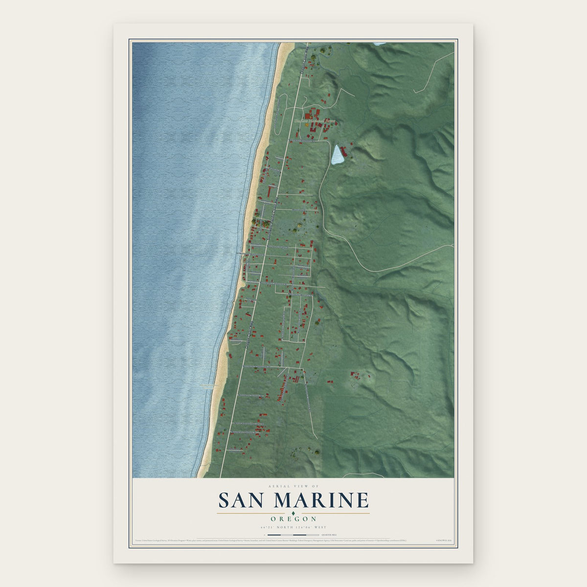San Marine, Oregon map print, the full design
