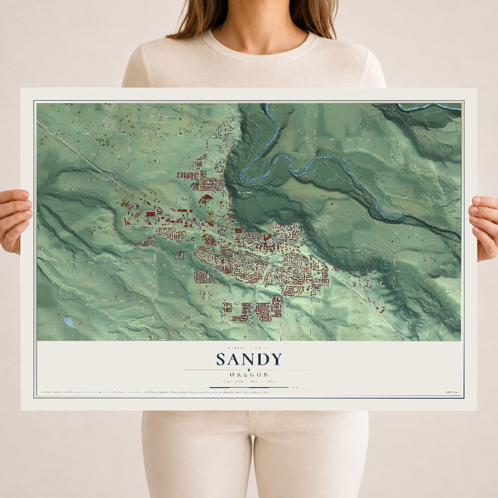 Map of Sandy, Oregon, 18 x 24 inch unframed archival matte print