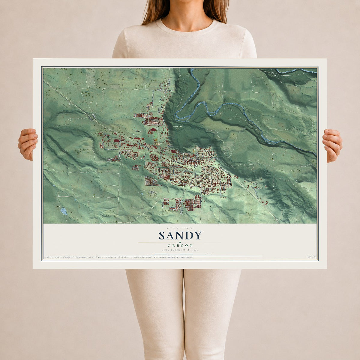 Map of Sandy, Oregon, 24 x 36 inch unframed archival matte print