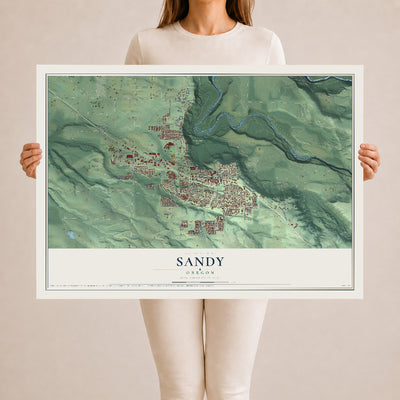 Map of Sandy, Oregon, 24 x 36 inch unframed archival matte print
