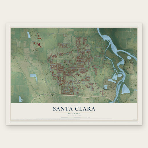 Santa Clara, Oregon map print, the full design
