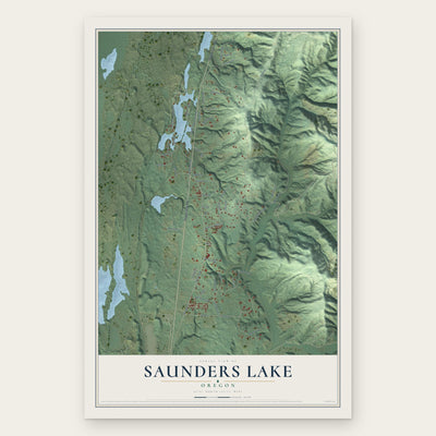Saunders Lake, Oregon map print, the full design