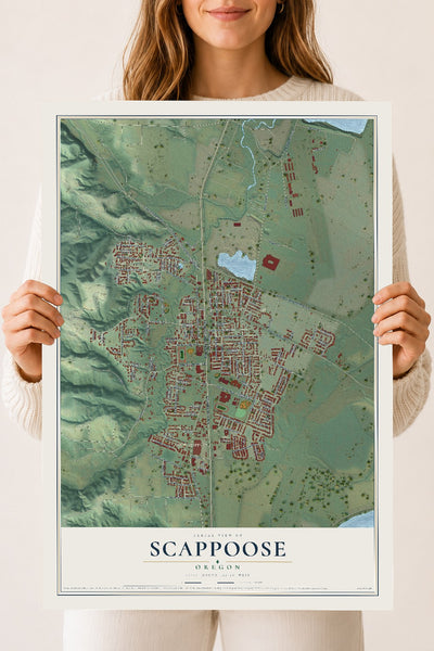 Map of Scappoose, Oregon, 18 x 24 inch unframed archival matte print