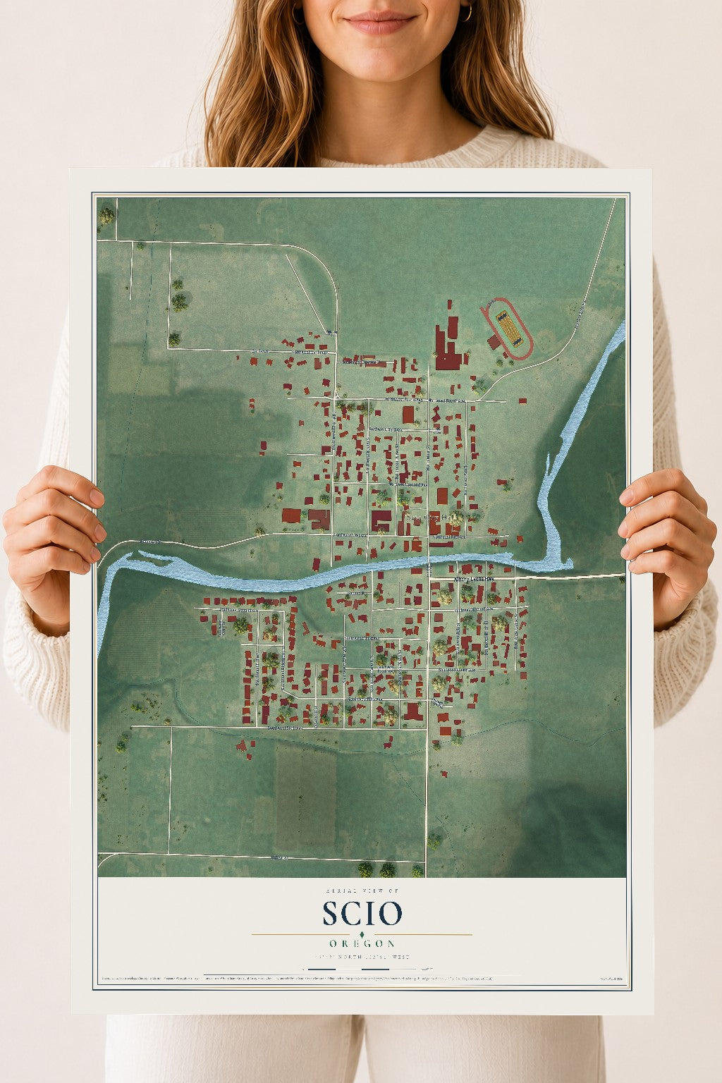 Map of Scio, Oregon, 18 x 24 inch unframed archival matte print