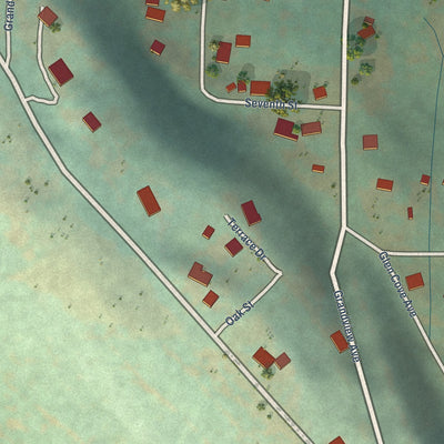 Second close-up of the map of Scotts Mills, Oregon print showing more streets and buildings