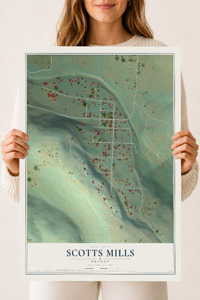 Map of Scotts Mills, Oregon, 18 x 24 inch unframed archival matte print