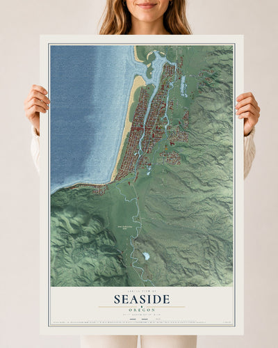 Map of Seaside, Oregon, 24 x 36 inch unframed archival matte print