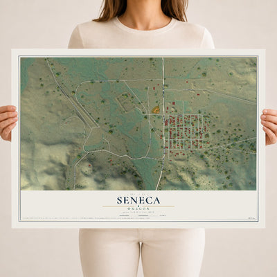 Map of Seneca, Oregon, 18 x 24 inch unframed archival matte print