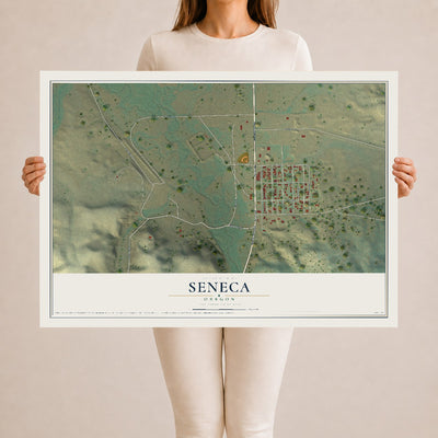 Map of Seneca, Oregon, 24 x 36 inch unframed archival matte print