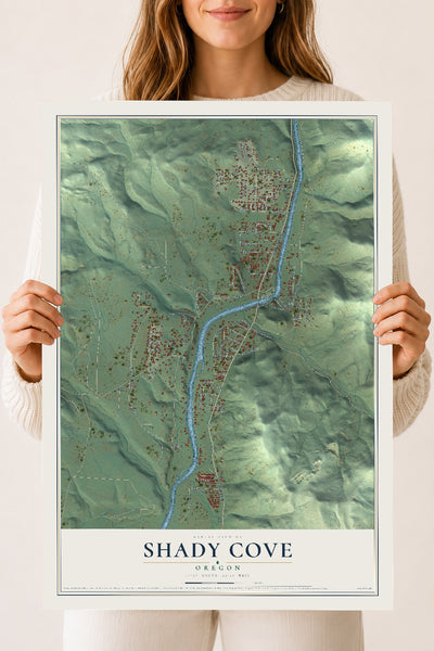 Map of Shady Cove, Oregon, 18 x 24 inch unframed archival matte print