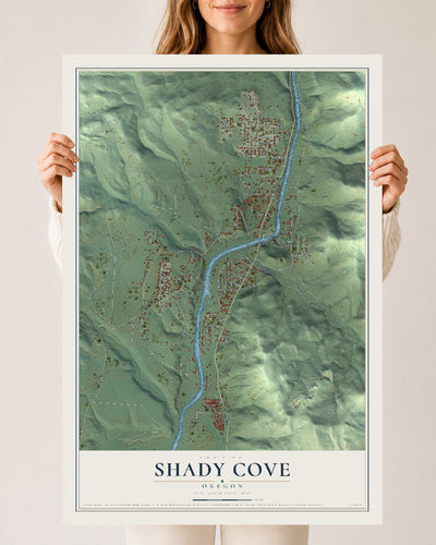 Map of Shady Cove, Oregon, 24 x 36 inch unframed archival matte print