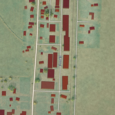 Close-up of the map of Shedd, Oregon print showing street and building detail