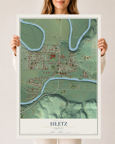 Map of Siletz, Oregon, 24 x 36 inch unframed archival matte print