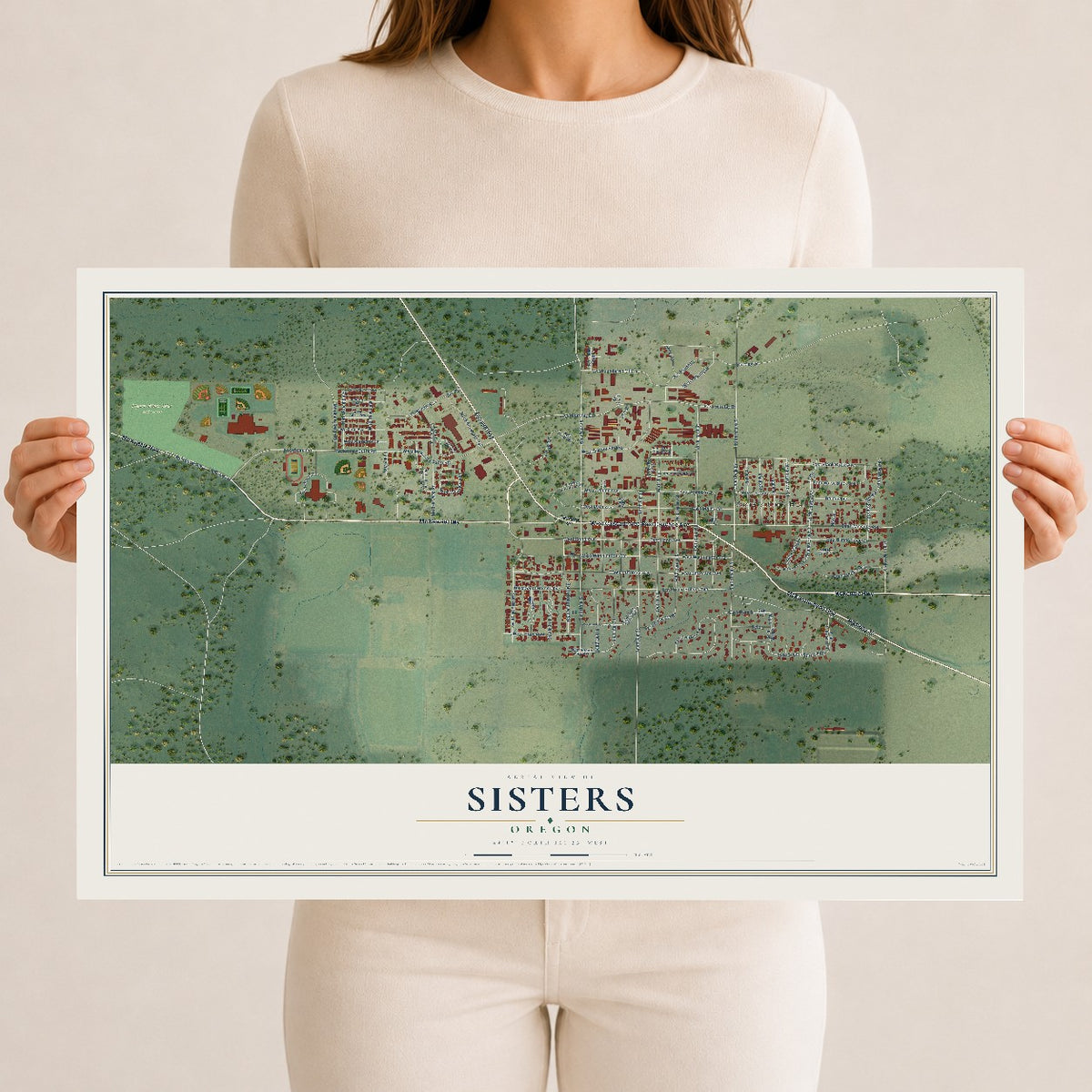 Map of Sisters, Oregon, 12 x 18 inch unframed archival matte print